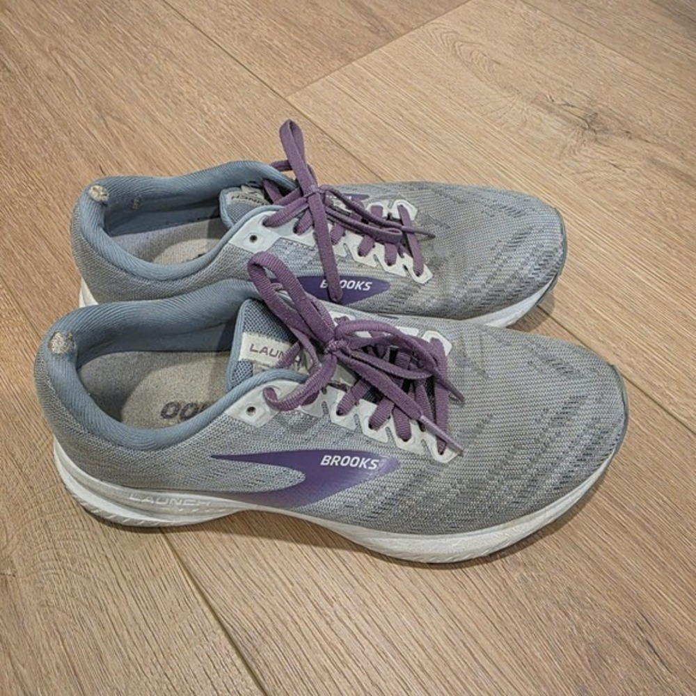 Brooks Launch 7 Women's Running Shoes Athletic Sneakers Gray Purple Cushioned